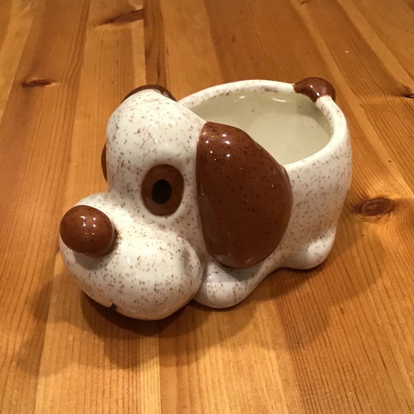 VINTAGE PUPPY KITSCHY PLANTER-HE’S SPECKLED & SMILEY! - Picture 3 of 10